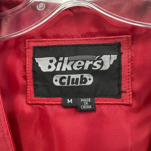 Vintage 90s Red Lace Up Leather Biker Vest Snap Front Size M - Picture 9 of 14